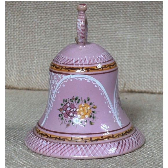 Other - Mauve Pink Floral Bell Italian Pottery Cottagecore Feminine Romance Twee Italy